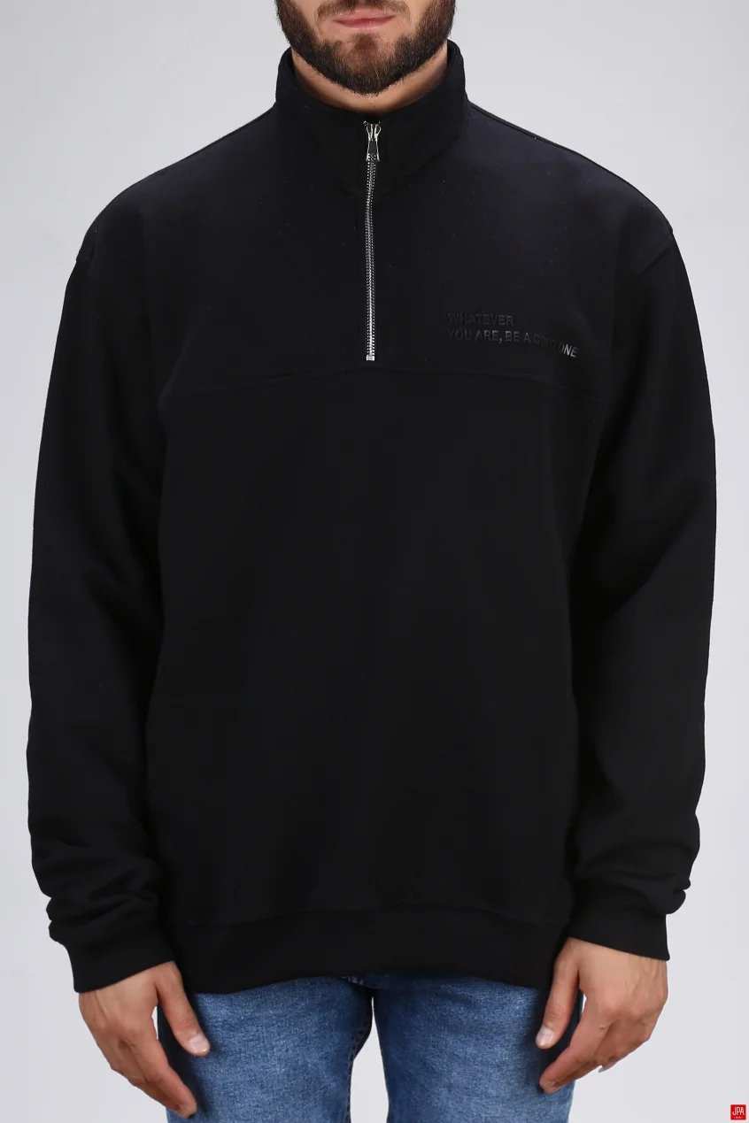 بلوز مردانه دورس نیم زیپ مشکی جی پی ای JPA کد 03114