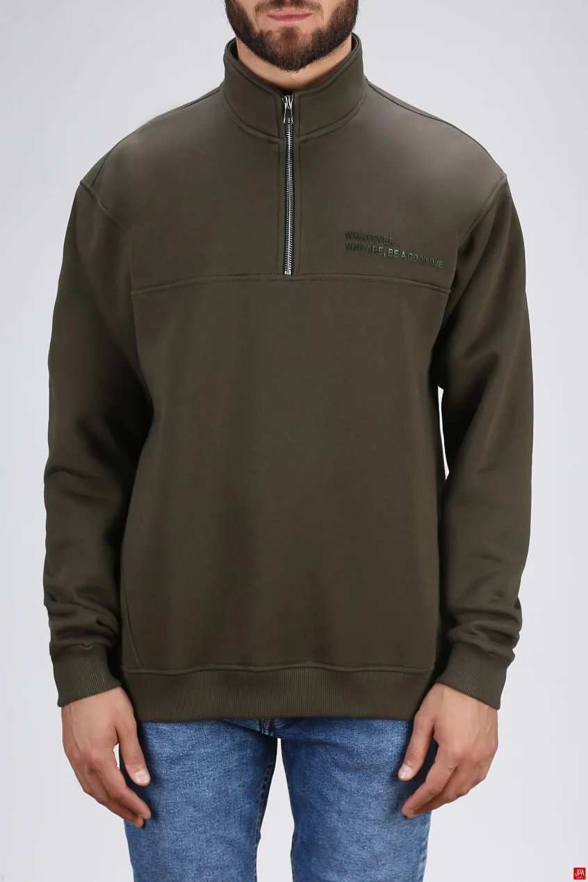 بلوز مردانه دورس نیم زیپ مشکی جی پی ای JPA کد 03114