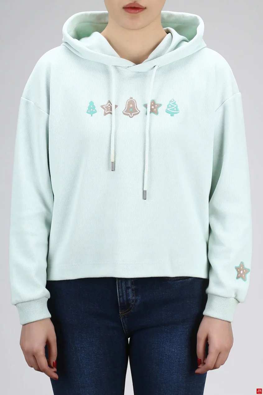 هودی زنانه کلاهدار سبز روشن جی پی ای JPA کد 03169