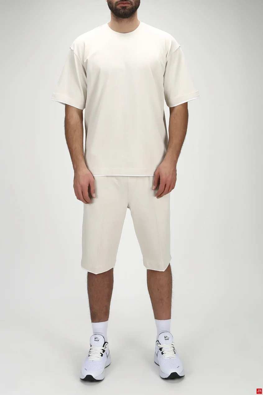 ست تی شرت و شلوارک مردانه راحتی مشکی جی پی ای JPA کد 03205