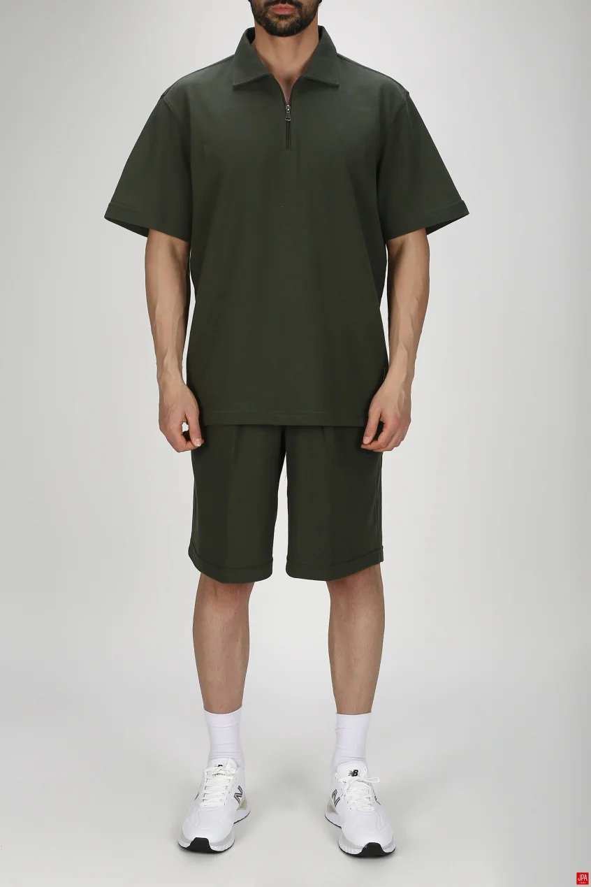 ست تی شرت و شلوارک مردانه اسپرت مشکی جی پی ای JPA کد 03293