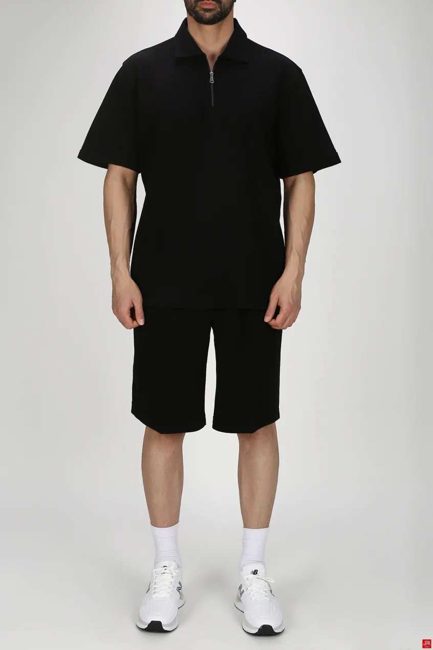ست تی شرت و شلوارک مردانه اسپرت مشکی جی پی ای JPA کد 03293