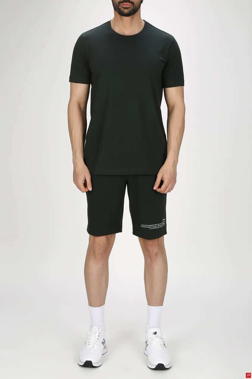 ست تی شرت و شلوارک مردانه راحتی مشکی جی پی ای JPA کد 03234