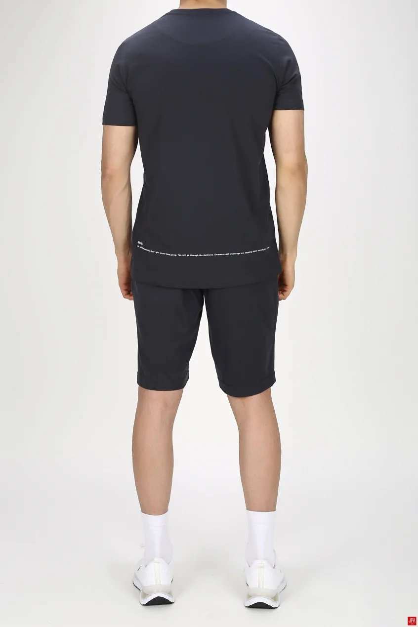 ست تی شرت و شلوارک مردانه راحتی مشکی جی پی ای JPA کد 03234