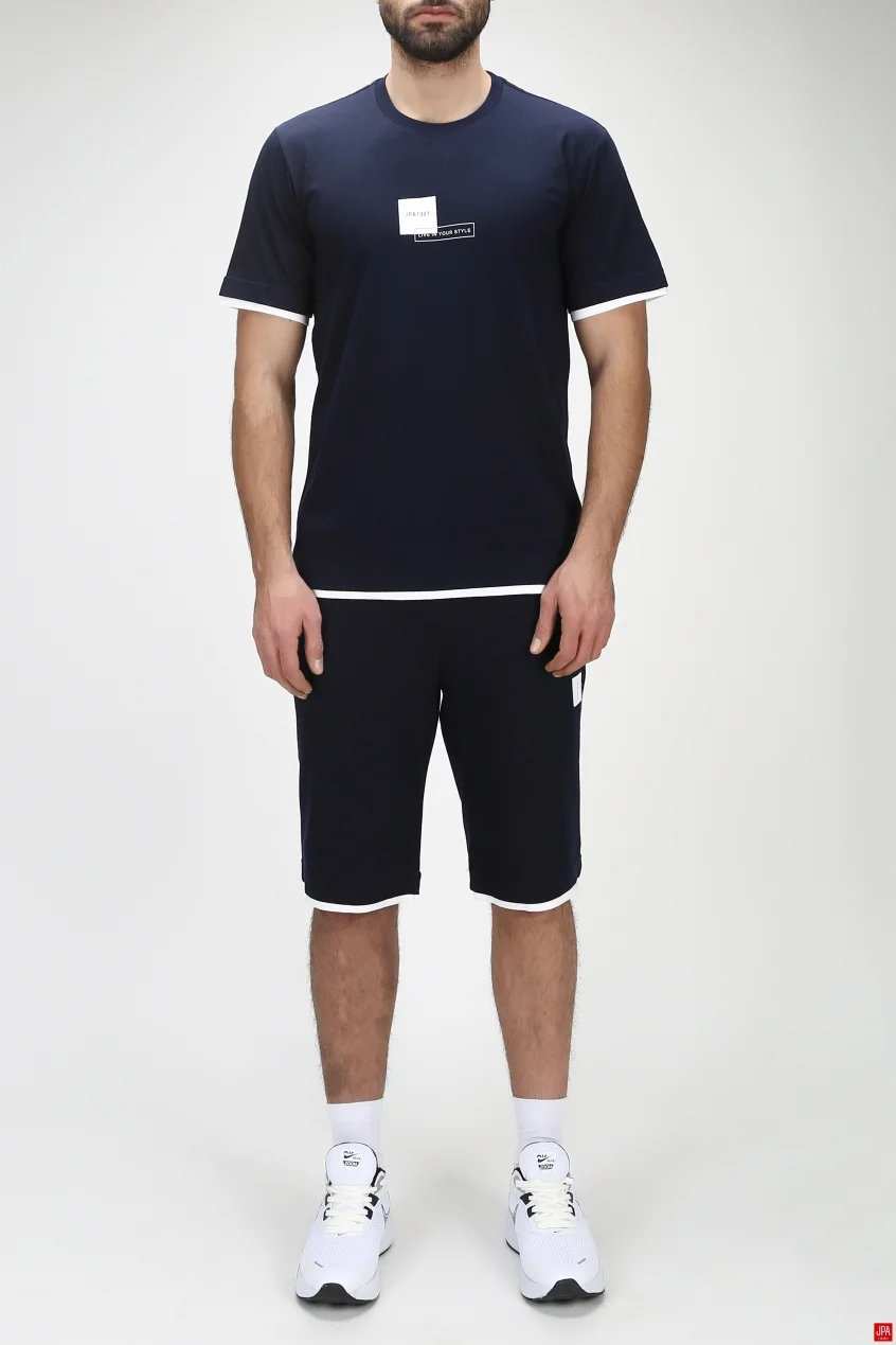 ست تی شرت و شلوارک مردانه راحتی مشکی جی پی ای JPA کد 03230