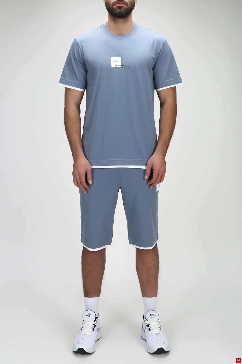 ست تی شرت و شلوارک مردانه راحتی مشکی جی پی ای JPA کد 03230