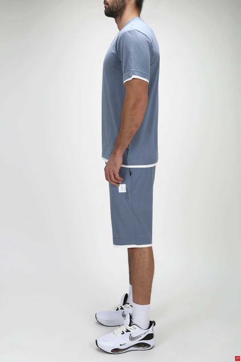 ست تی شرت و شلوارک مردانه راحتی مشکی جی پی ای JPA کد 03230