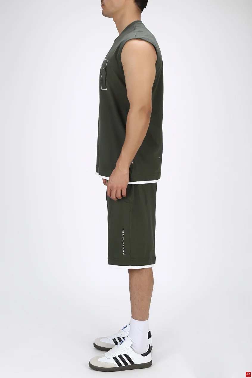 ست تاپ حلقه ای و شلوارک مردانه راحتی مشکی جی پی ای JPA کد 03228