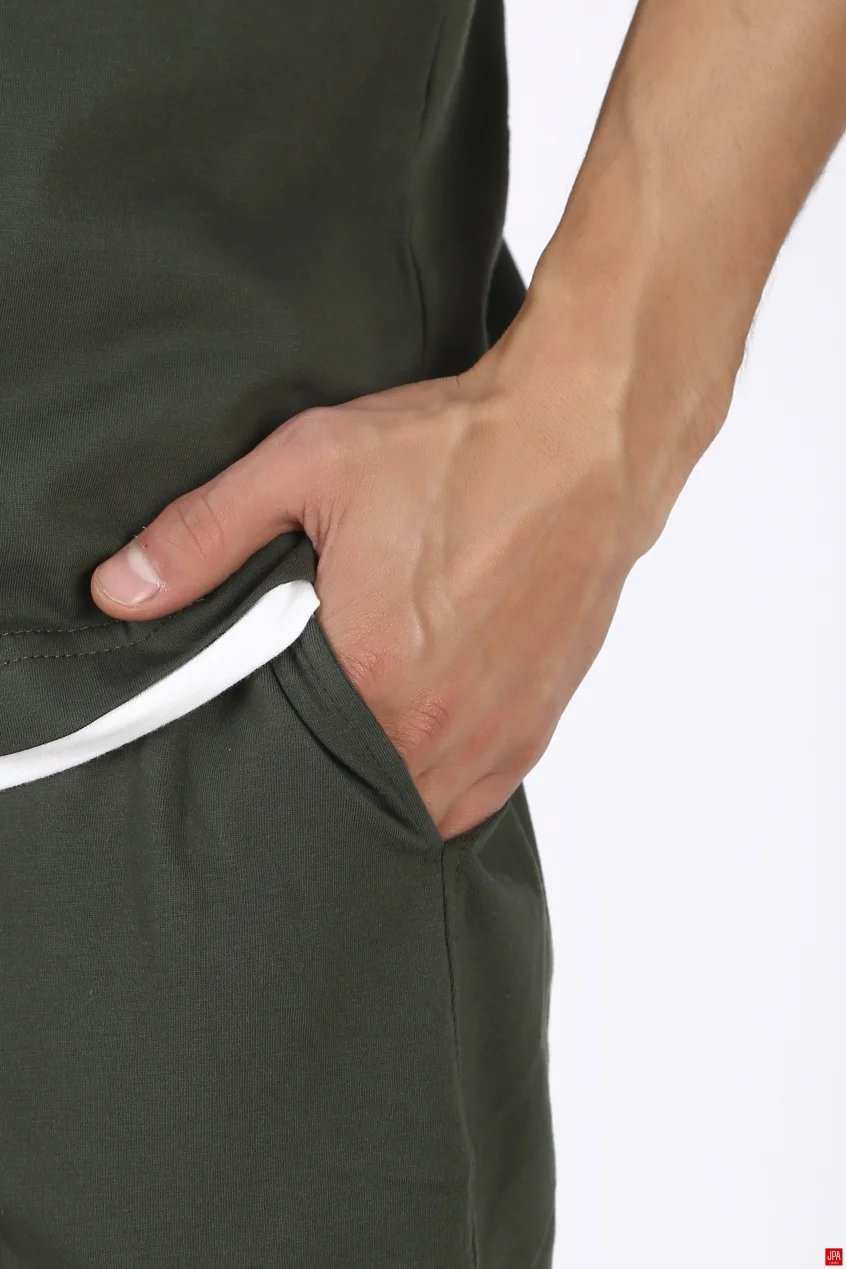 ست تاپ حلقه ای و شلوارک مردانه راحتی مشکی جی پی ای JPA کد 03228