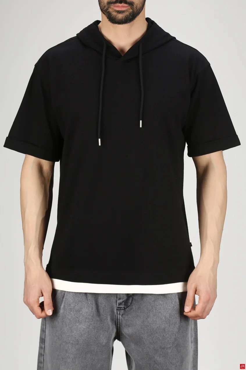 تی شرت مردانه کلاهدار مشکی جی پی ای JPA کد 03278