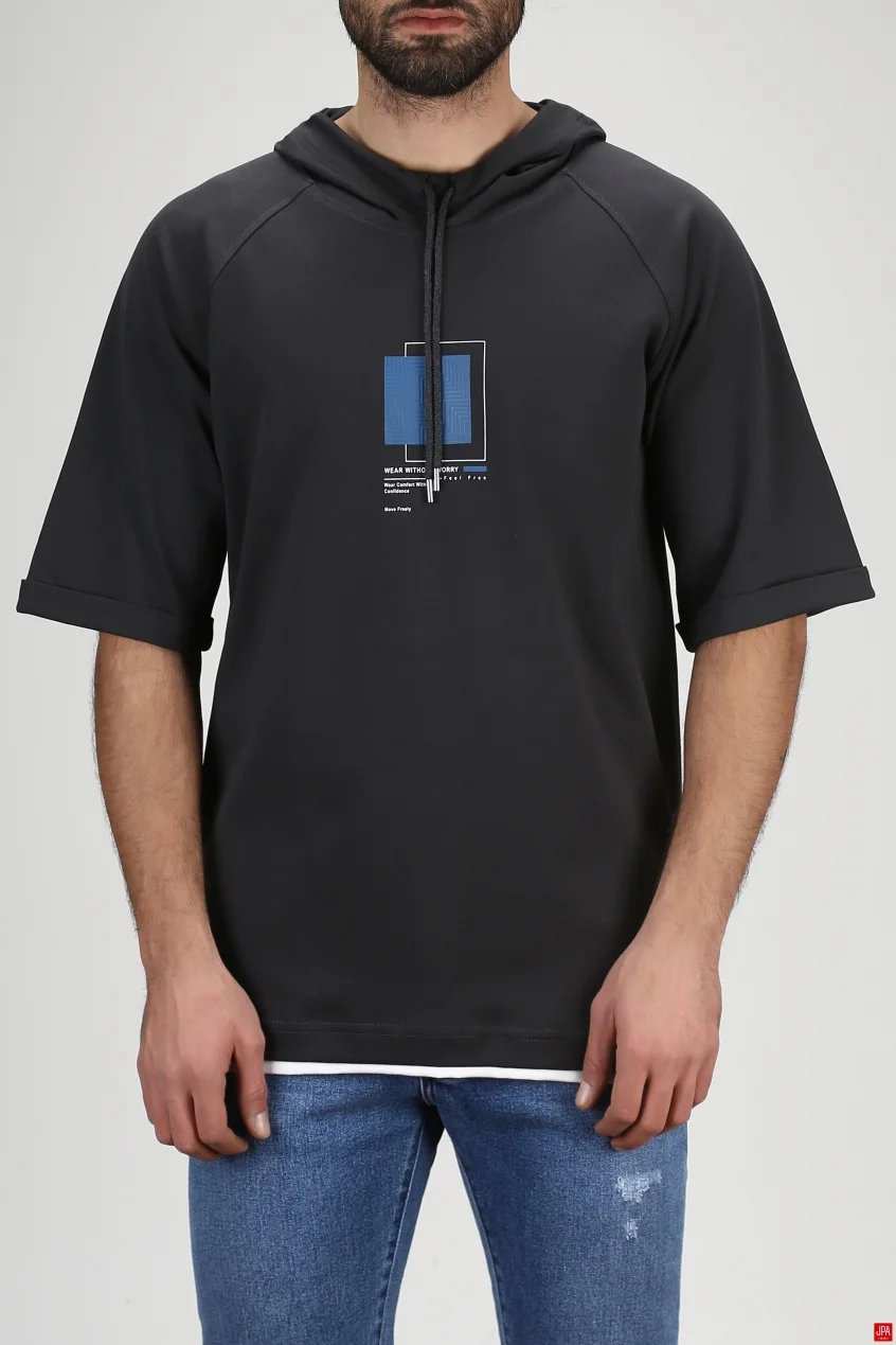 تی شرت مردانه کلاهدار مشکی جی پی ای JPA کد 03271