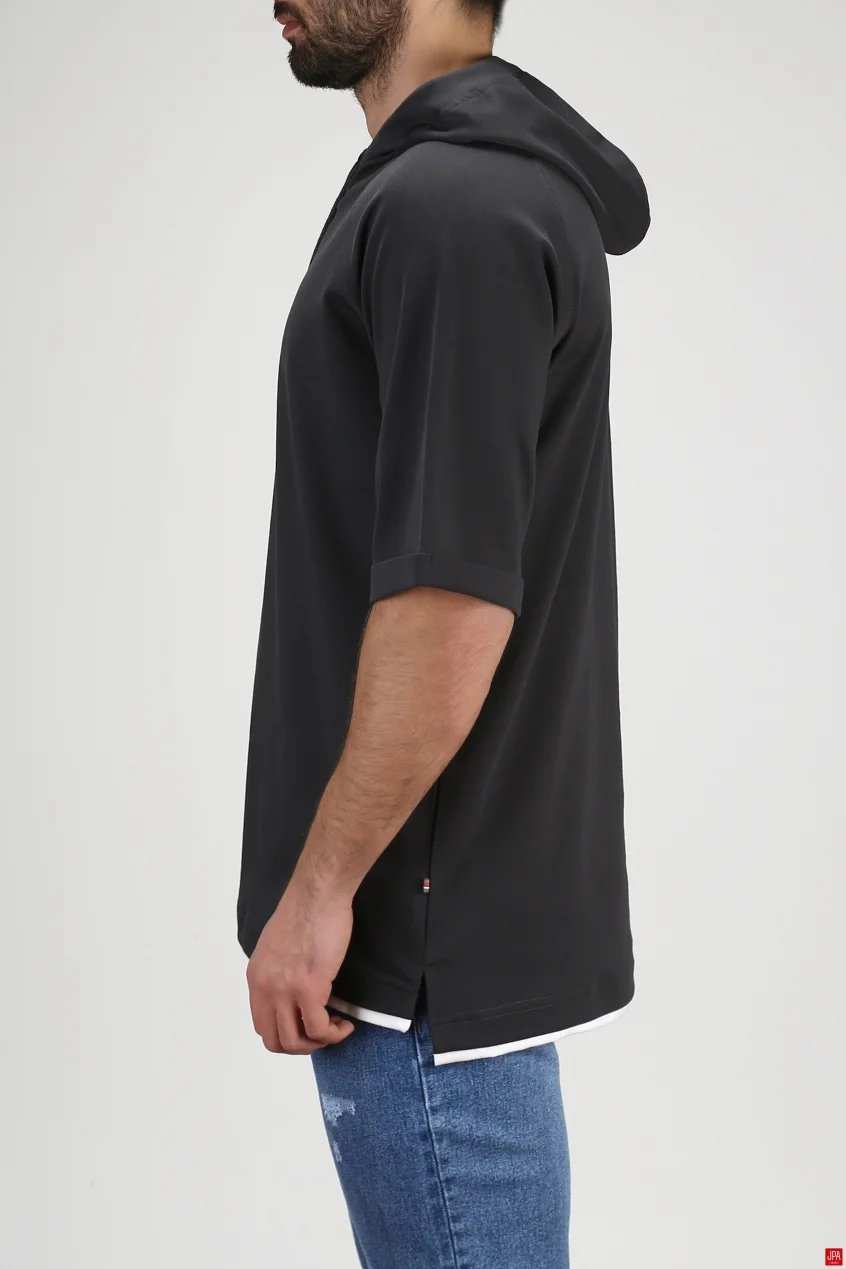 تی شرت مردانه کلاهدار مشکی جی پی ای JPA کد 03271