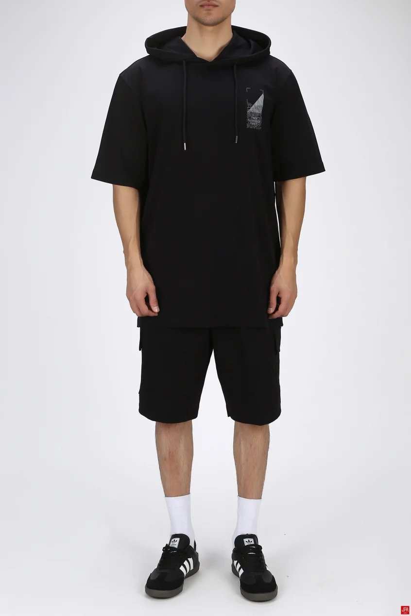 ست تی شرت و شلوارک مردانه اسپرت مشکی جی پی ای JPA کد 03272