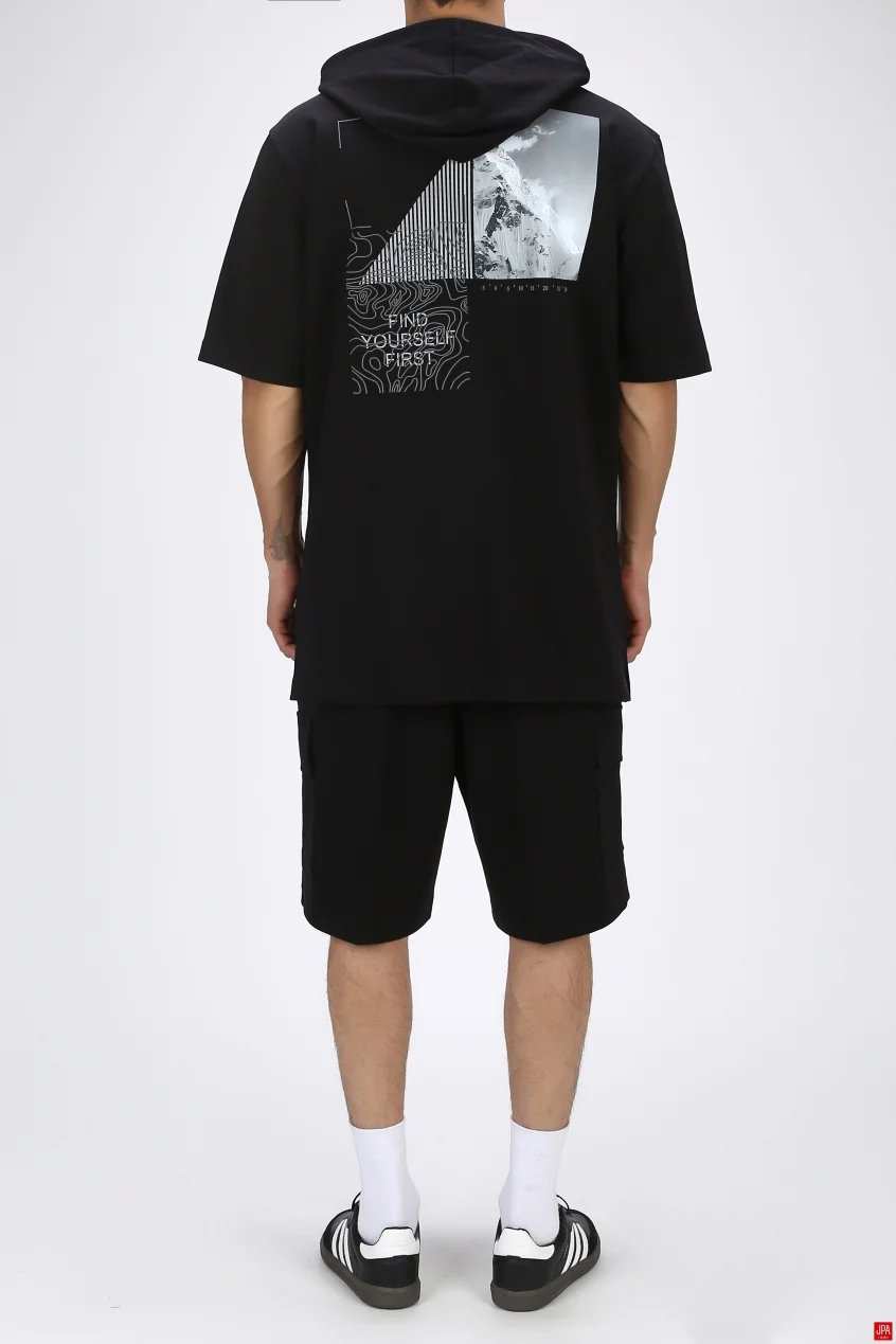 ست تی شرت و شلوارک مردانه اسپرت مشکی جی پی ای JPA کد 03272