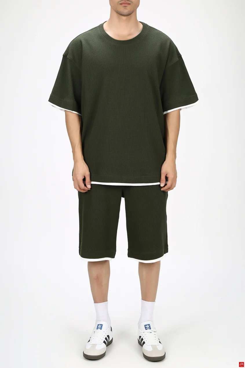 ست تی شرت و شلوارک مردانه اسپرت سبز تیره جی پی ای JPA کد 03457