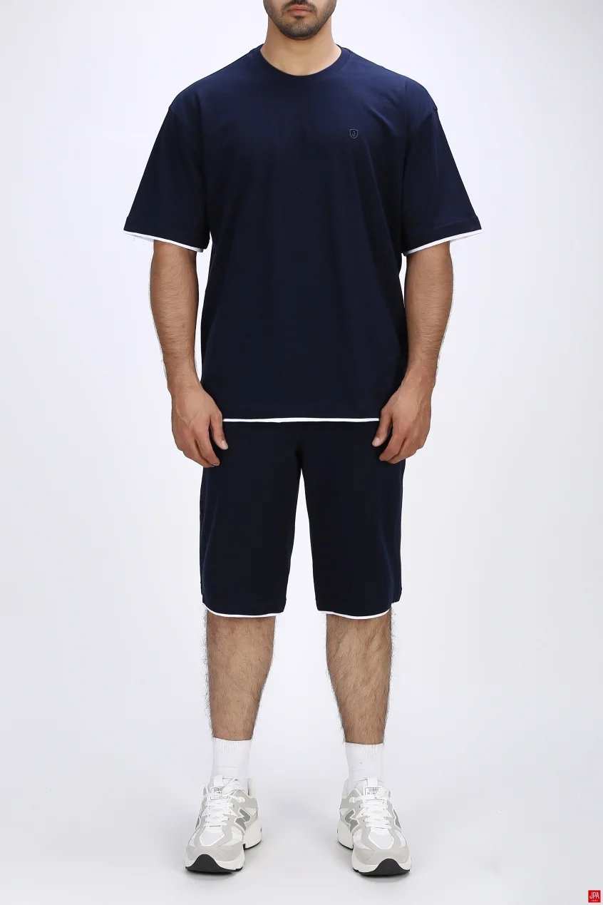 ست تی شرت و شلوارک مردانه راحتی مشکی جی پی ای JPA کد 03513