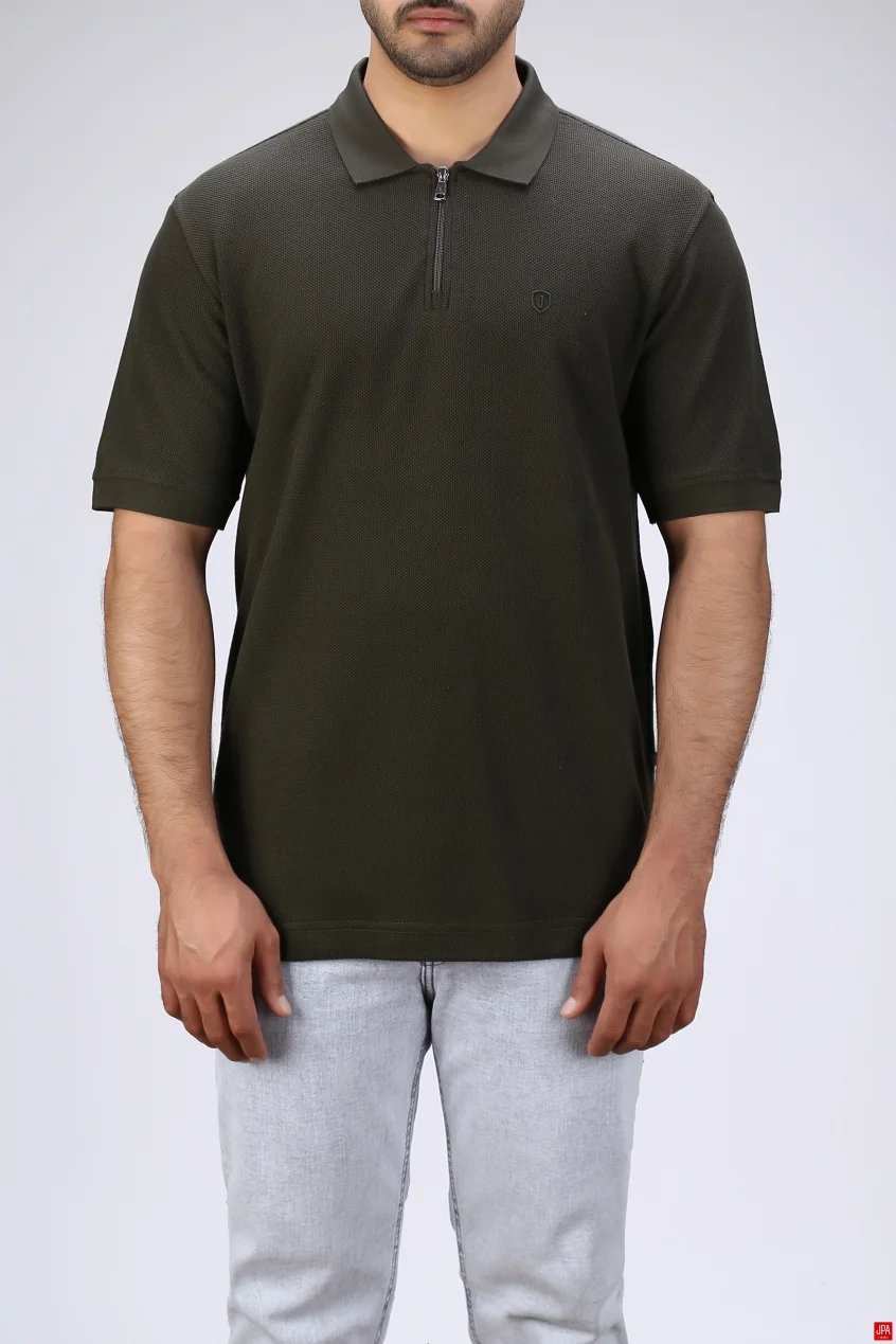 پولوشرت مردانه نیم زیپ مشکی جی پی ای JPA کد 03477