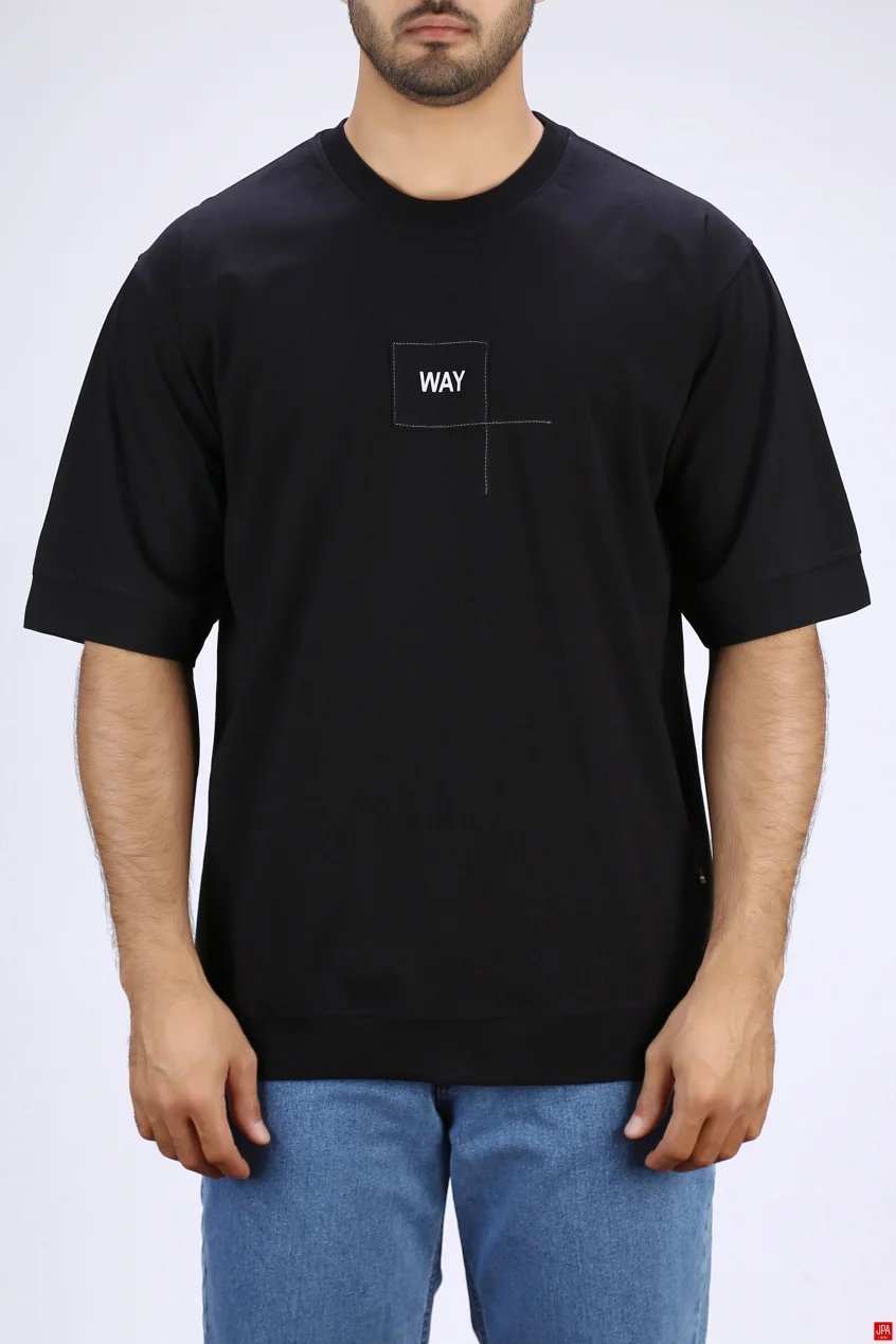 تی شرت مردانه یقه گرد آزاد مشکی جی پی ای JPA کد 03390