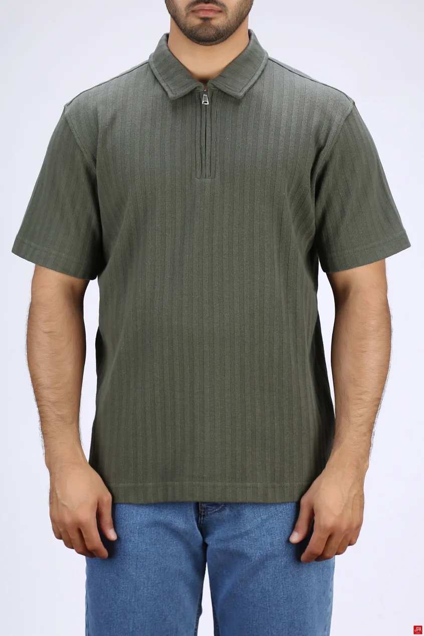 پولوشرت مردانه نیم زیپ مشکی جی پی ای JPA کد 03501