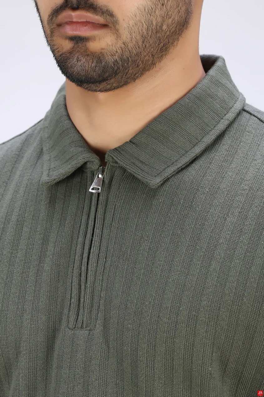 پولوشرت مردانه نیم زیپ مشکی جی پی ای JPA کد 03501