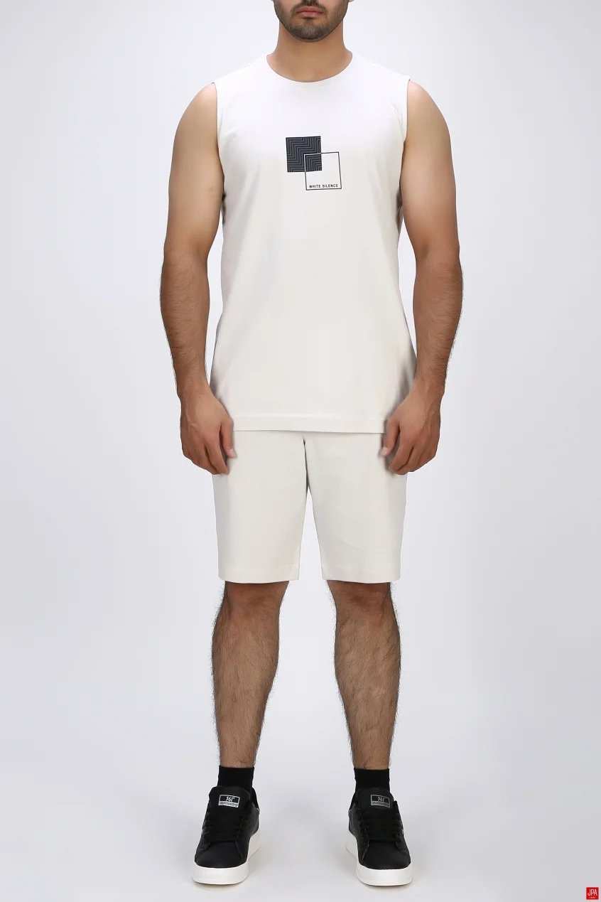 ست تاپ حلقه ای و شلوارک مردانه راحتی مشکی جی پی ای JPA کد 03525