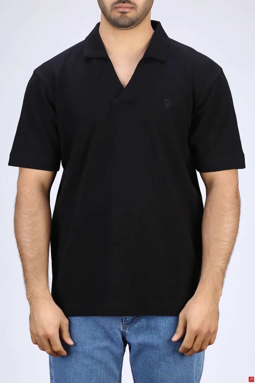 تیشرت مردانه یقه شکاری بیسیک رگولار جی پی ای JPA کد - 03538