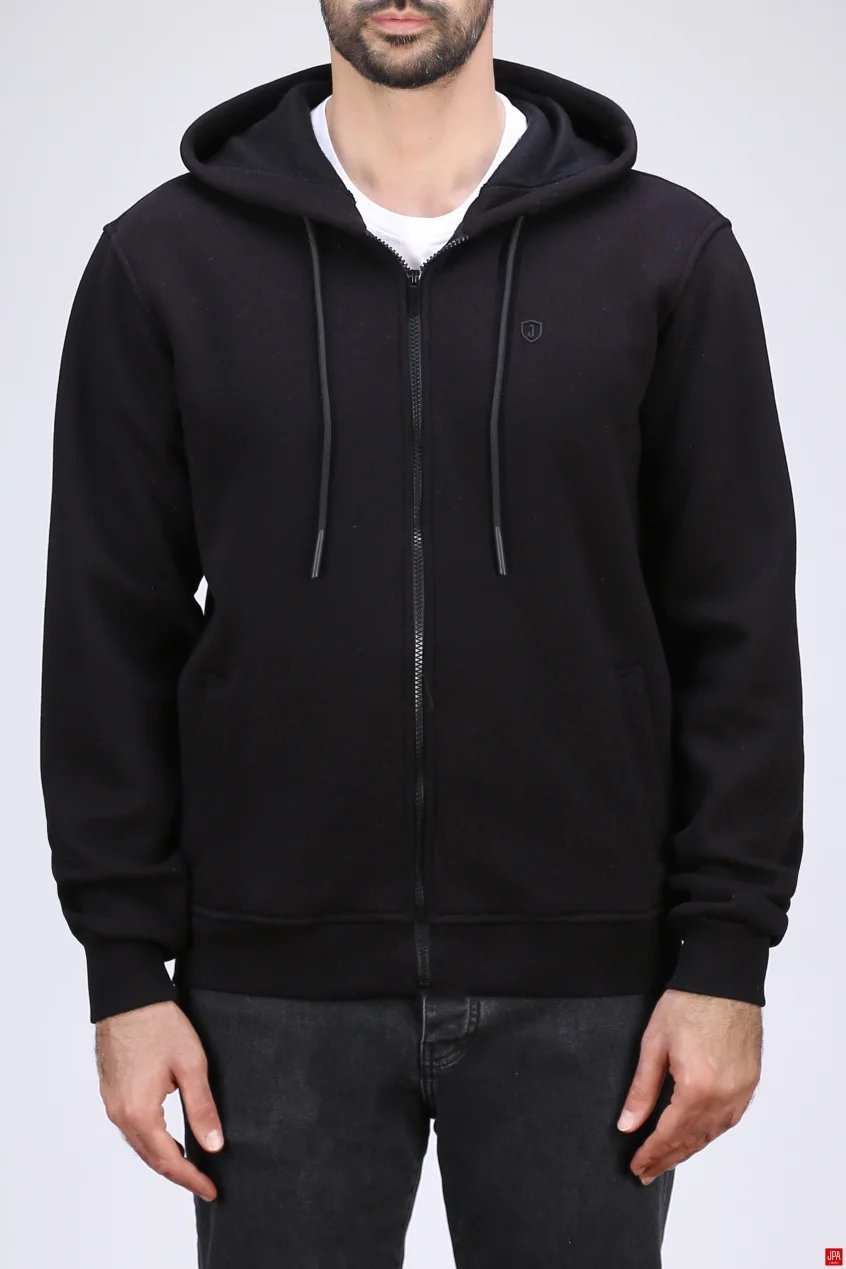 سویشرت مردانه دورس کلاهدار مشکی جی پی ای JPA کد 04030