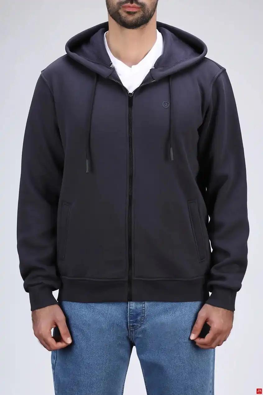 سویشرت مردانه دورس کلاهدار مشکی جی پی ای JPA کد 04030