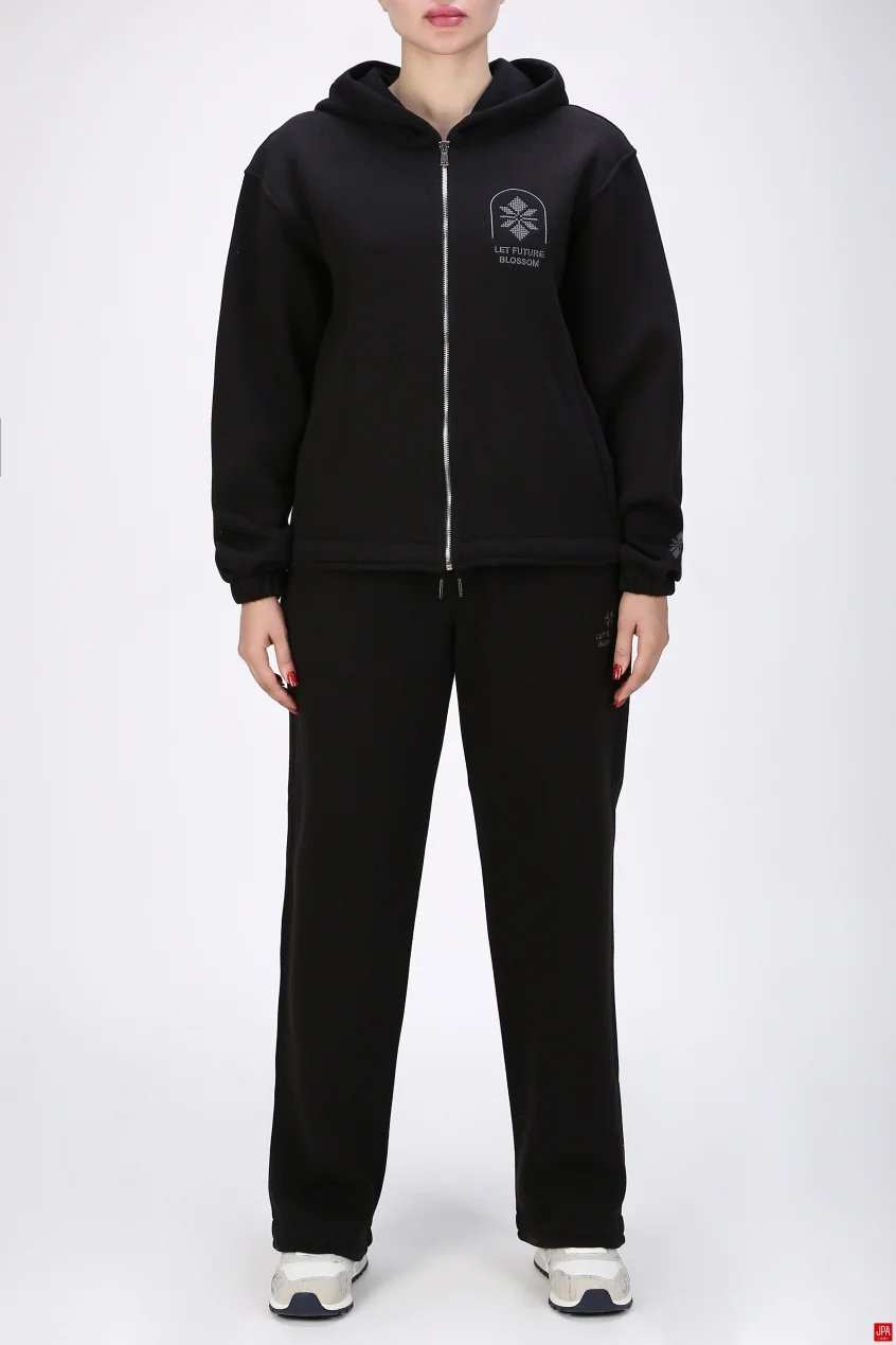 ست سویشرت و شلوار زنانه دورس رگولار مشکی جی پی ای JPA کد 04059