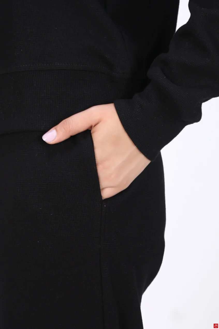 ست هودی و شلوار زنانه مشکی جی پی ای JPA کد 04127