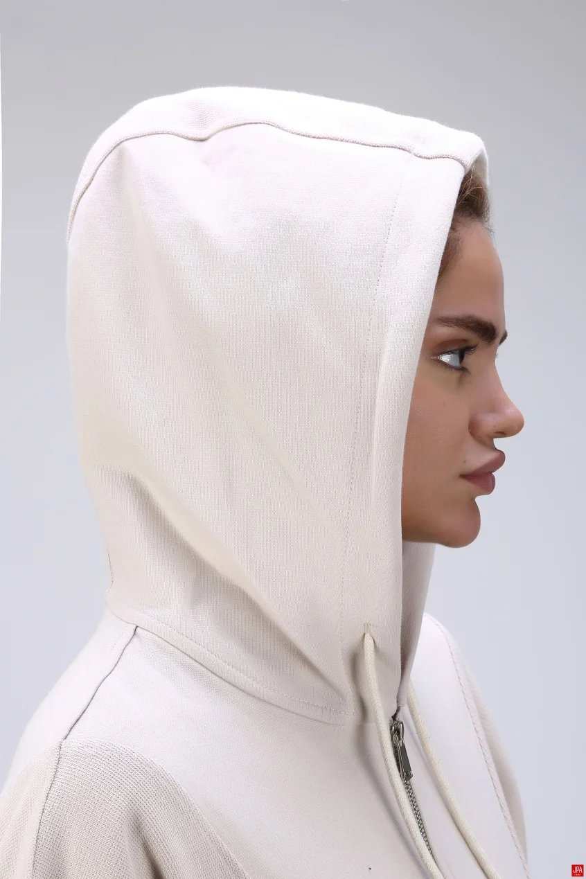 هودی زنانه کلاهدار نیم زیپ مشکی جی پی ای JPA کد 04153