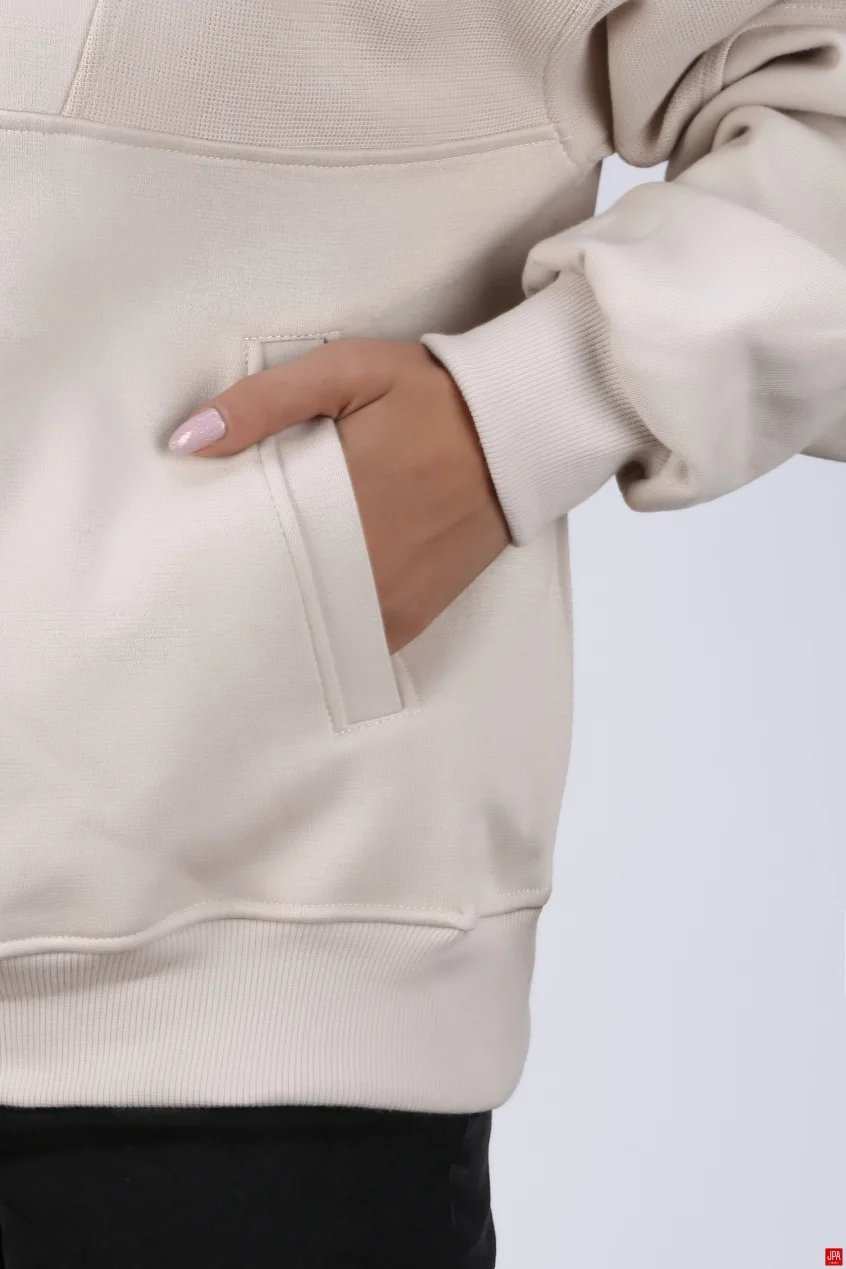 هودی زنانه کلاهدار نیم زیپ مشکی جی پی ای JPA کد 04153