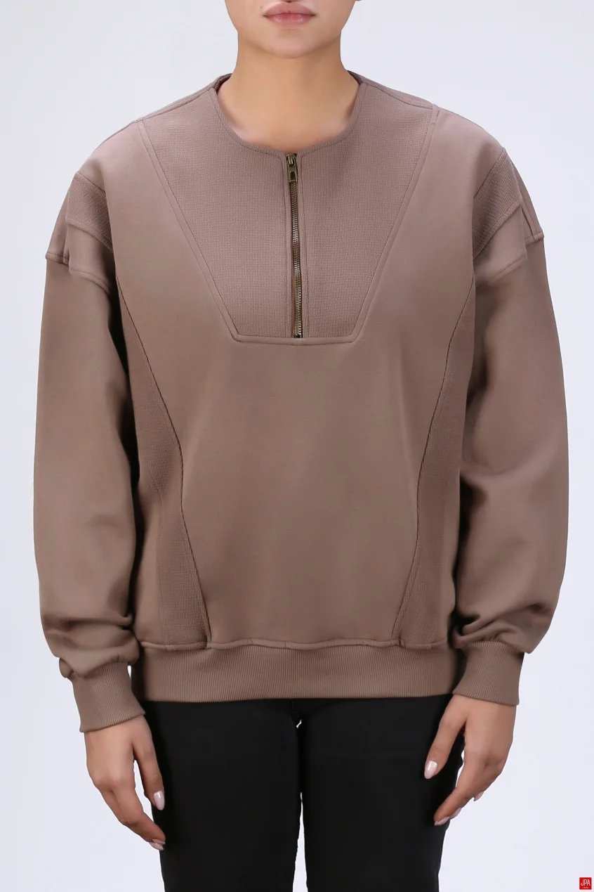 بلوز زنانه نیم زیپ مشکی جی پی ای JPA کد 04148