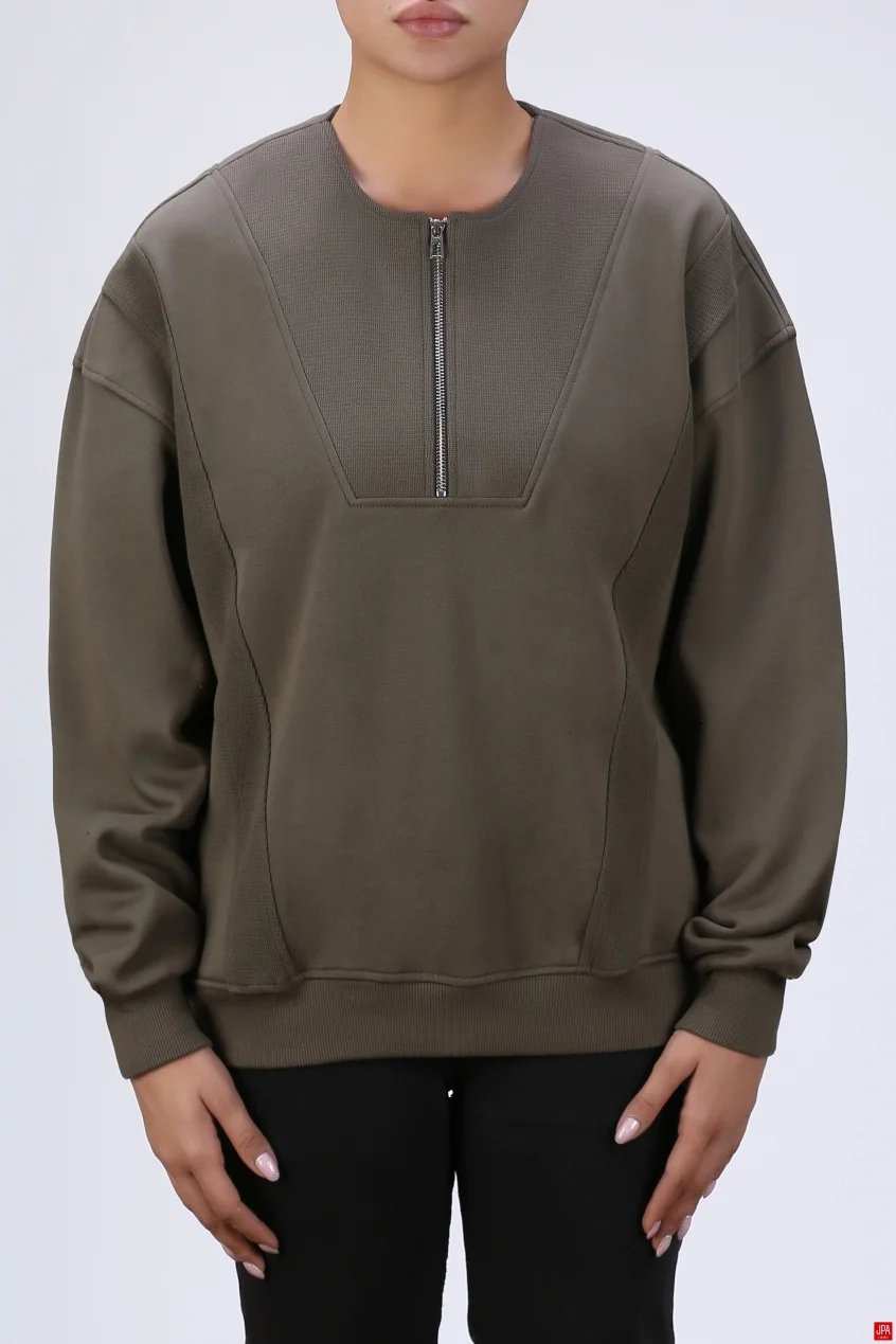 بلوز زنانه نیم زیپ مشکی جی پی ای JPA کد 04148