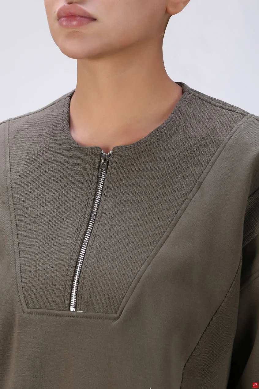 بلوز زنانه نیم زیپ مشکی جی پی ای JPA کد 04148