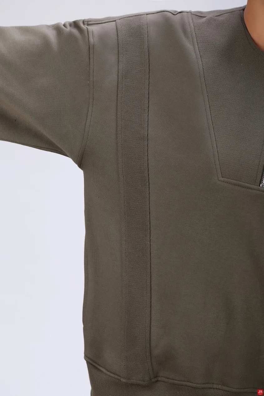 بلوز زنانه نیم زیپ مشکی جی پی ای JPA کد 04148