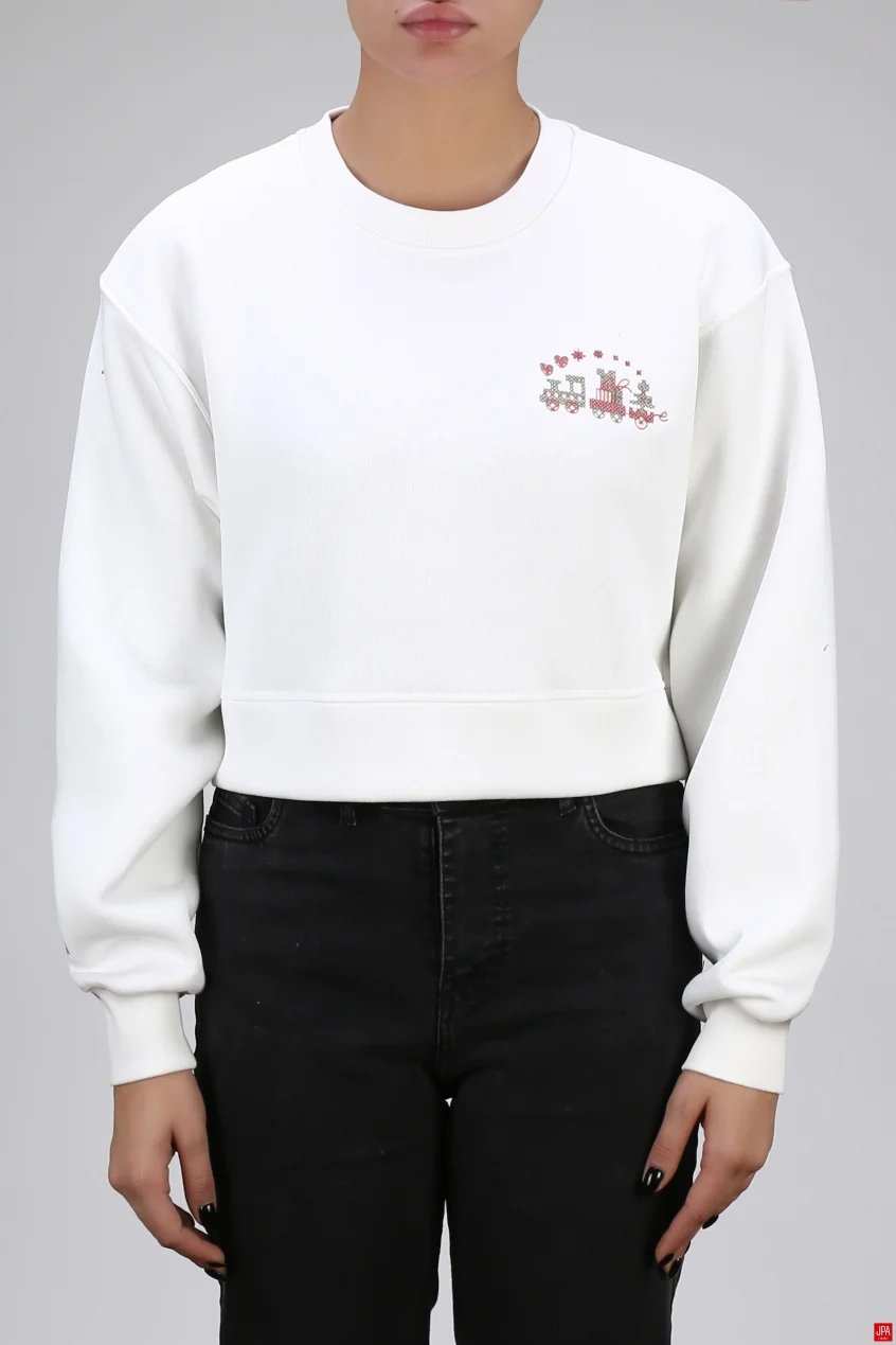 بلوز زنانه کراپ یقه گرد گلدوزی جی پی ای JPA کد 04249