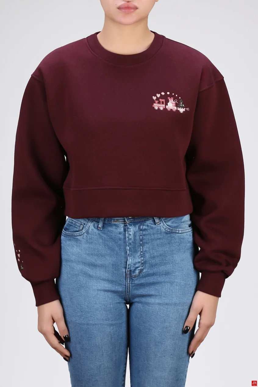 بلوز زنانه کراپ یقه گرد گلدوزی جی پی ای JPA کد 04249