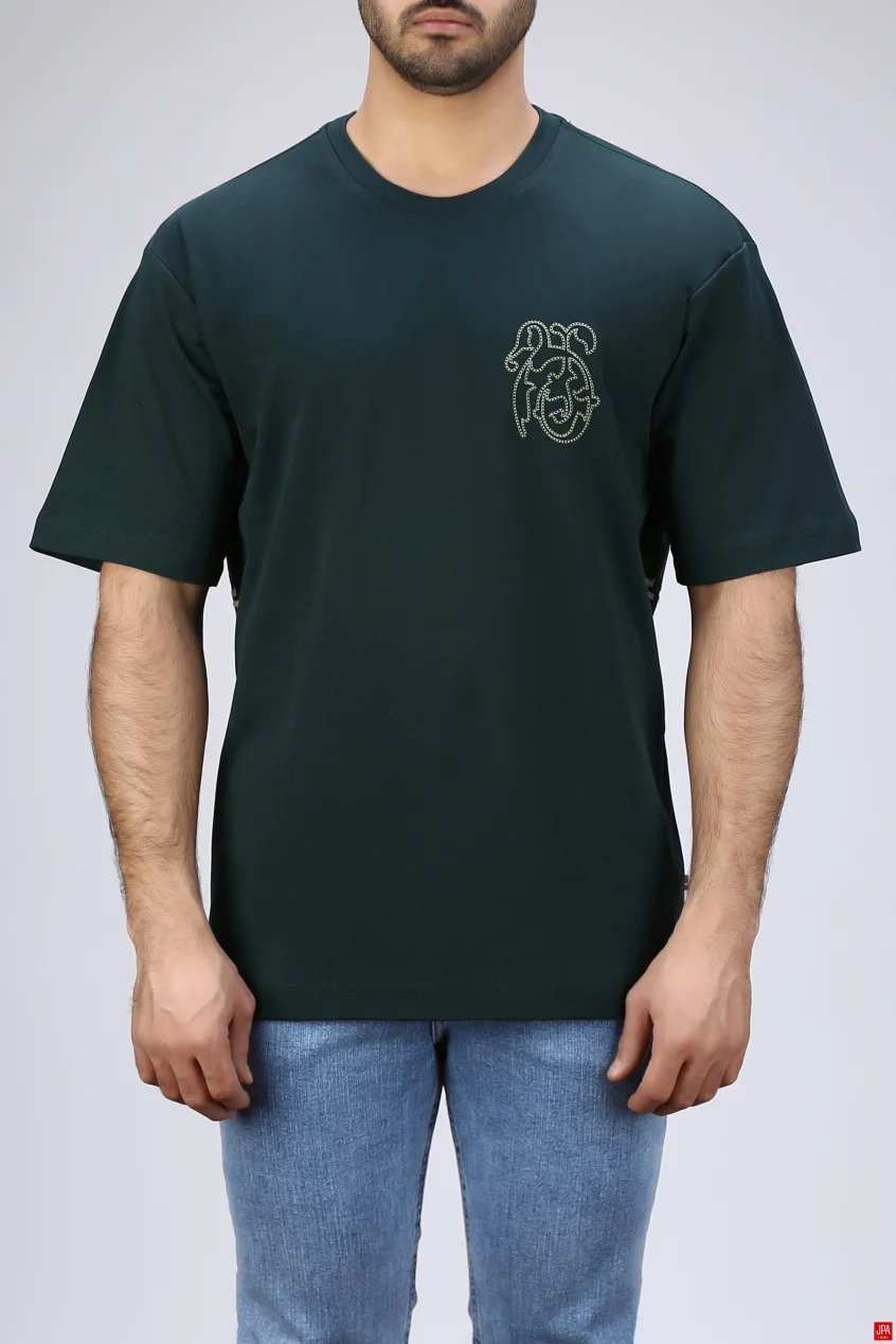 تیشرت مردانه یقه گرد چاپی - گلدوزی رگولار جی پی ای JPA کد - 04045