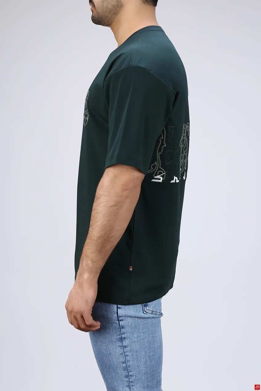 تیشرت مردانه یقه گرد چاپی - گلدوزی رگولار جی پی ای JPA کد - 04045