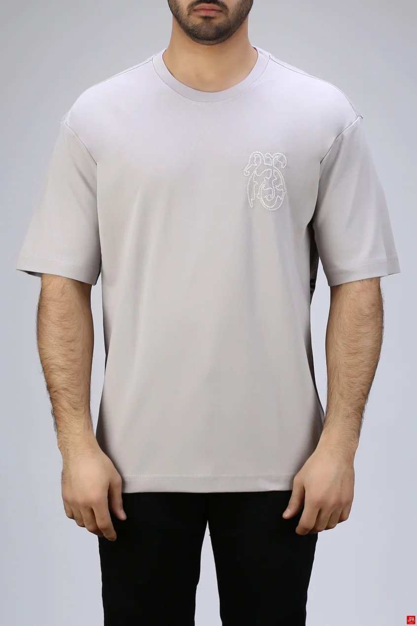 تیشرت مردانه یقه گرد چاپی - گلدوزی رگولار جی پی ای JPA کد - 04045