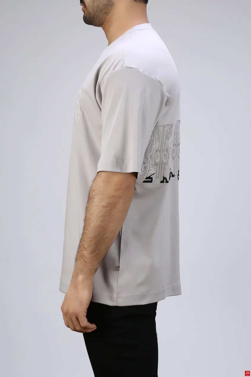 تیشرت مردانه یقه گرد چاپی - گلدوزی رگولار جی پی ای JPA کد - 04045