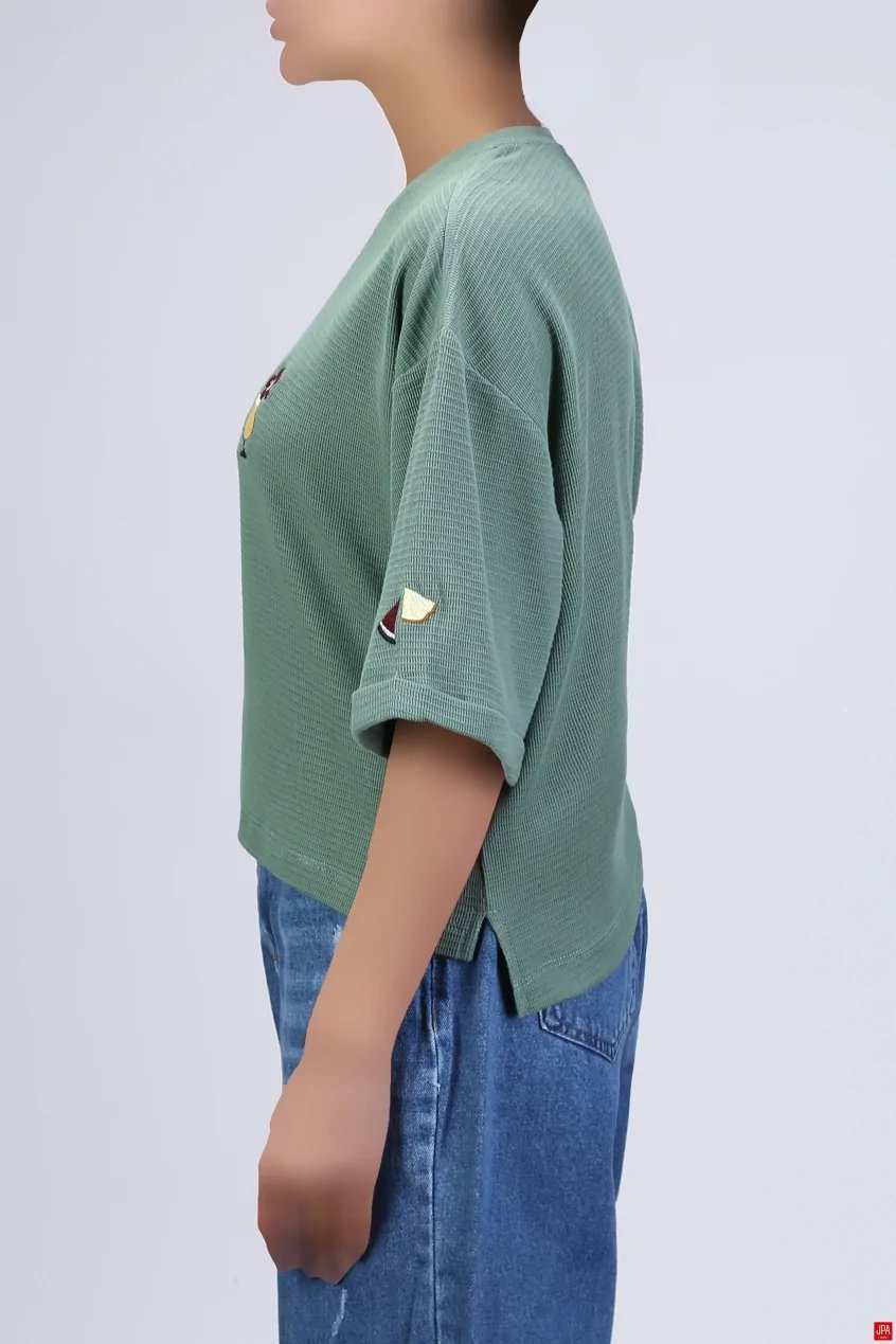تیشرت زنانه یقه گرد طرحدار گلدوزی جی پی ای JPA – کد 04506