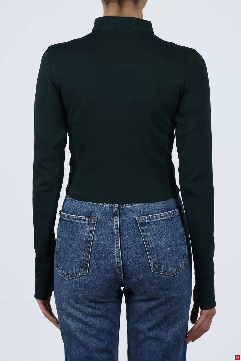 بلوز زنانه نیم زیپ اسلیم مشکی جی پی ای JPA کد 02083