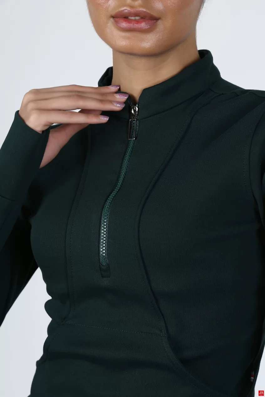 بلوز زنانه نیم زیپ اسلیم مشکی جی پی ای JPA کد 02083