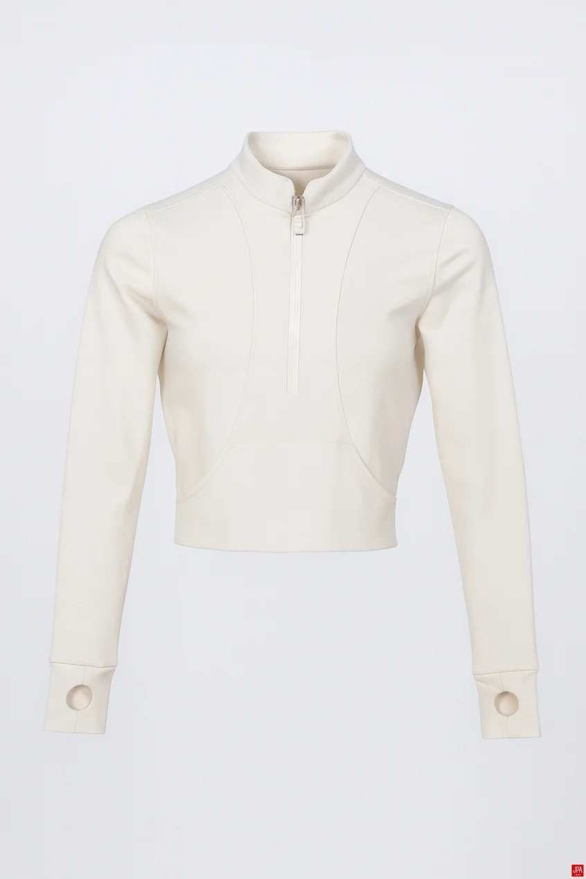 بلوز زنانه نیم زیپ اسلیم مشکی جی پی ای JPA کد 02083