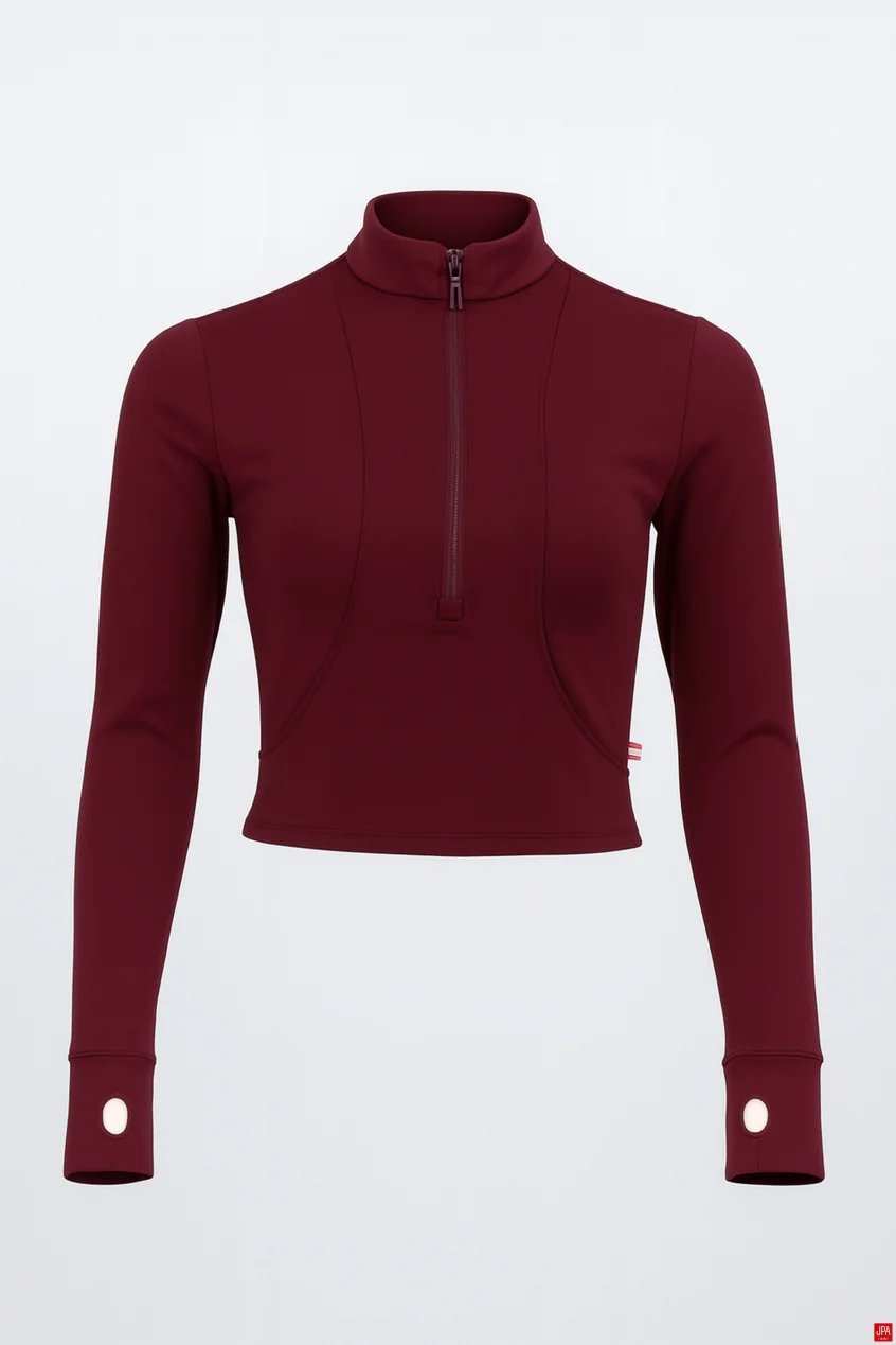 بلوز زنانه نیم زیپ اسلیم مشکی جی پی ای JPA کد 02083