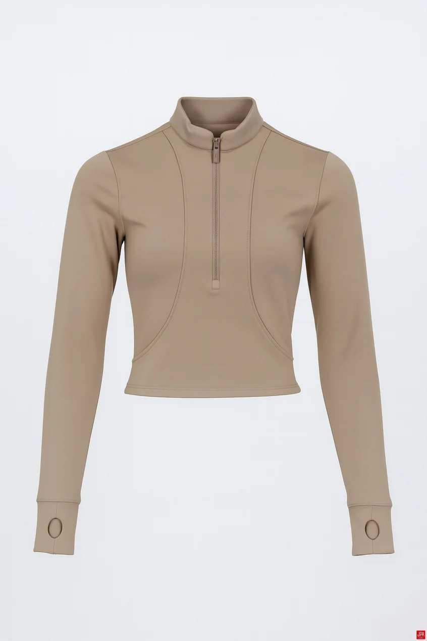 بلوز زنانه نیم زیپ اسلیم مشکی جی پی ای JPA کد 02083