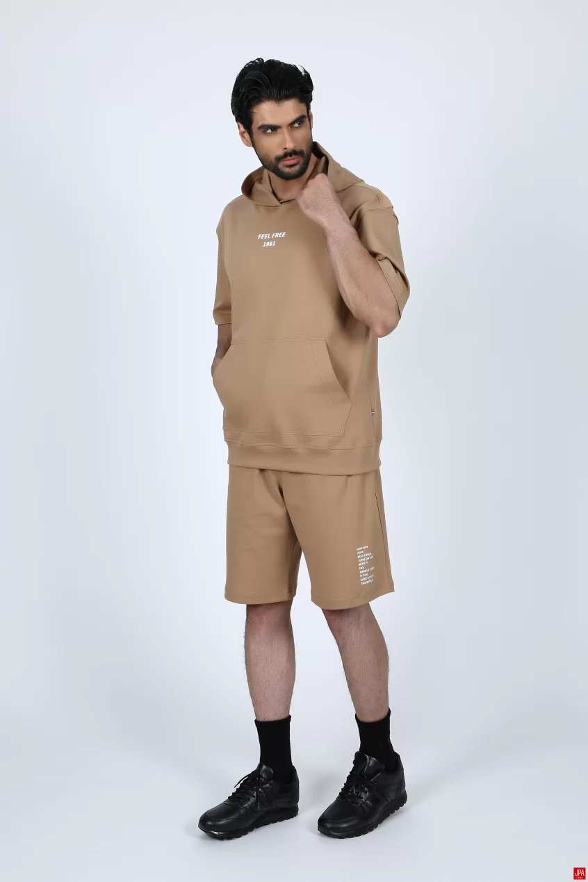 ست هودی و شلوارک مردانه مشکی جی پی ای JPA کد 02144