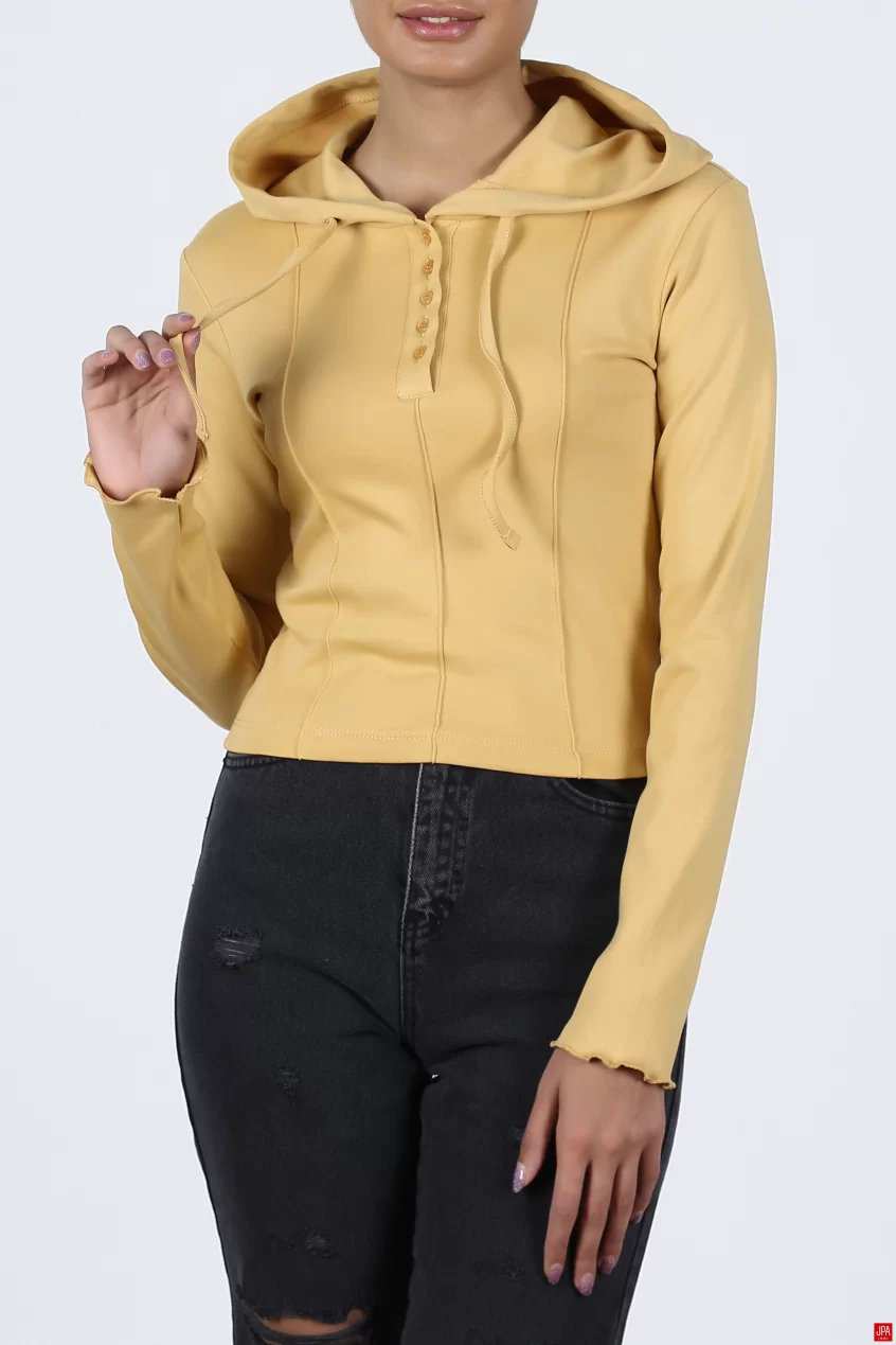 هودی زنانه کلاهدار اسلیم مشکی جی پی ای JPA کد 02110